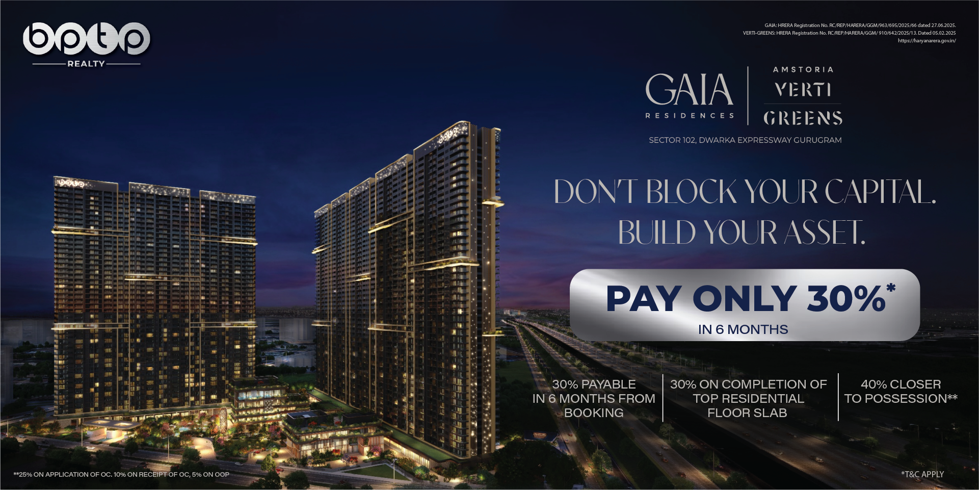 BPTP GAIA Residency — G+45 Glass Façade Towers, Sector 102 Dwarka Expressway