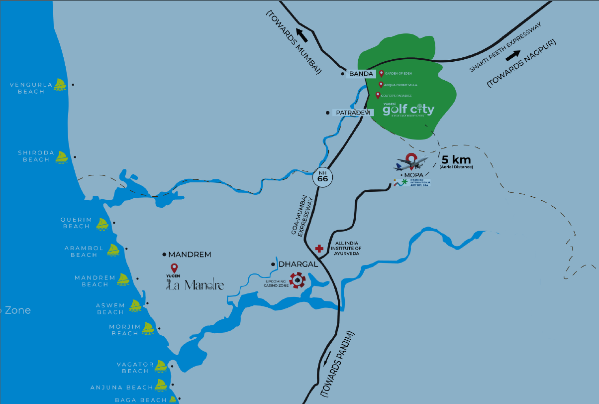 Garden of Eden location map — Yugen Golf City near Mopa Airport, North Goa